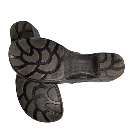 Born size 10 black leather work clogs nursing walking - Picture 8 of 9